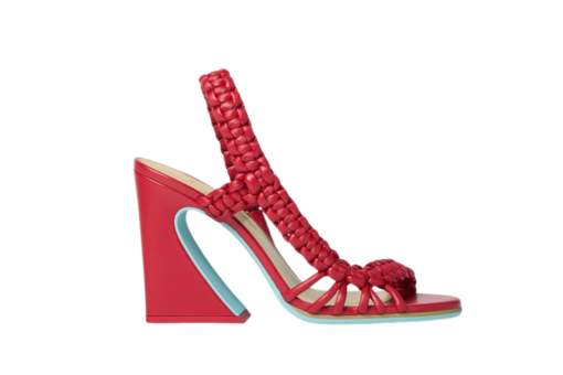 Fendi Arco Red Leather High-Heeled Sandals