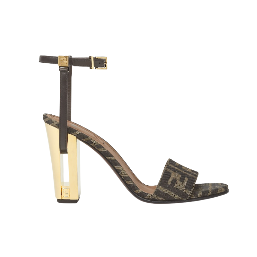 Fendi Delfina Brown Fabric High-Heeled Sandals 2026 | Drip Kickz Fendi Delfina Brown Fabric High-Heeled Sandals