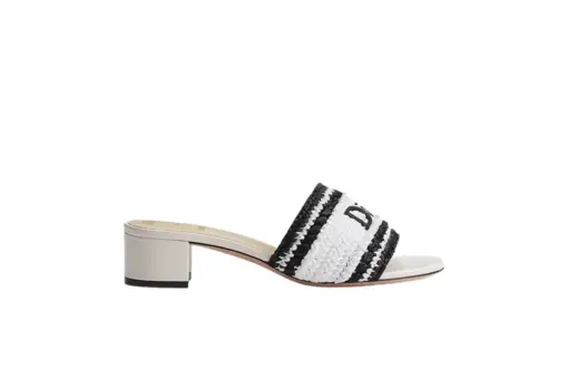 Dioriviera Woven Heeled Slide White