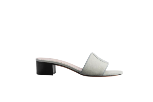 Médaillon Heeled Slide Light Blue Cotton Denim