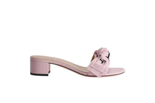 Heeled Slide Soupir Pink Embroidered Cotton