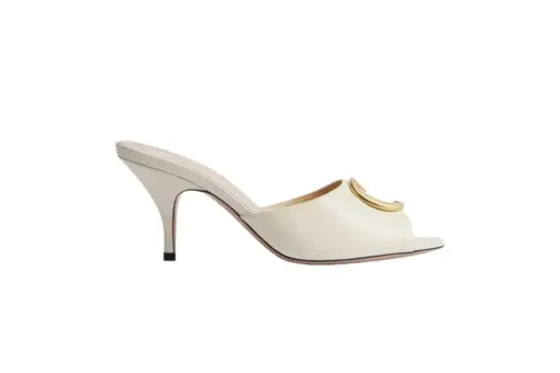 Heeled Slide White Lambskin