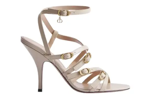 Heeled Sandal Trench Calfskin Beige