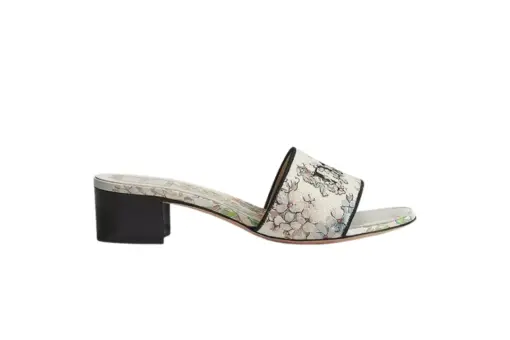 Heeled Slide White & Rose