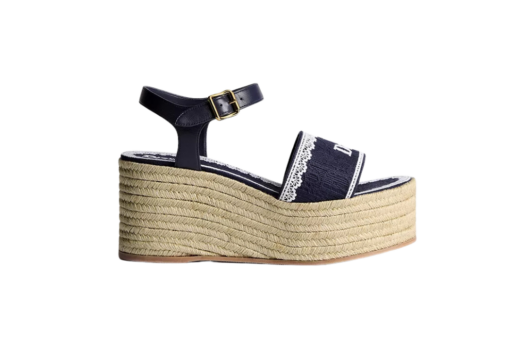 Dentelle Wedge Sandal Navy Blue