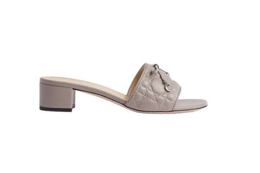 Cannage Heeled Slide Dove Quilted Cannage Lambskin