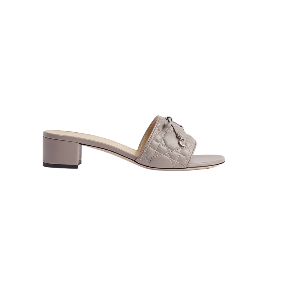 Cannage Heeled Slide Dove Quilted Cannage Lambskin 2026 | Drip Kickz Cannage Heeled Slide Dove Quilted Cannage Lambskin