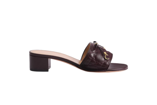 Heeled Slide Burgundy Quilted Cannage Lambskin