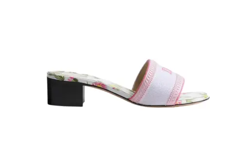 Heeled Slide White Songe Pink