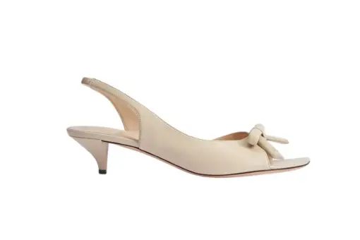 Bow Heeled Slingback Sandal Trench Lambskin