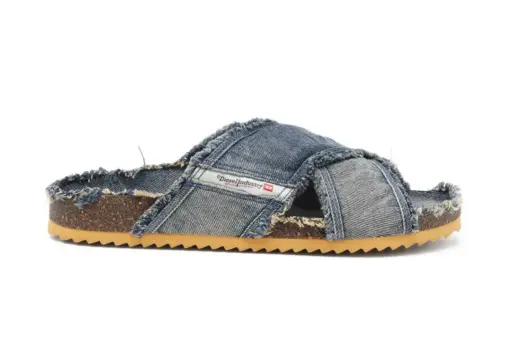 DIESEL Woodstock-Crossover Slides Frayed Denim
