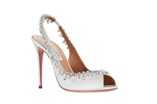 Temptation Crystal Satin Sandal 105 White - 36