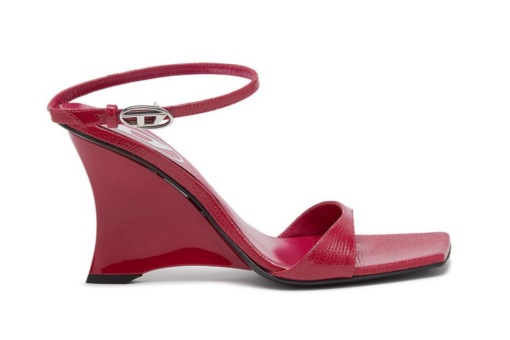 DIESEL Amber-Wedge Sandals Lizard-Effect Leather