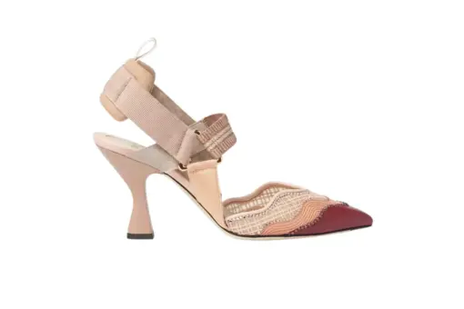 Fendi Ciconic Colibrì Multicolored Nappa Leather Mesh High-Heeled Slingbacks