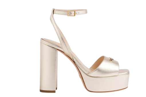 Platform Sandal Gold-Tone Laminated Lambskin