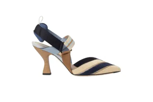 Fendi Colibrì Beige Blue Raffia-Effect Material