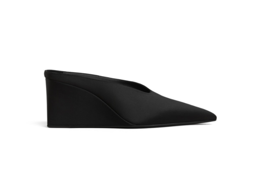Alaïa Cube Wedge Mules Satin Black