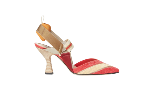 Fendi Colibrì Beige Red Raffia-Effect