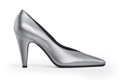 Alaïa Cone Pumps Laminated Leather White Silver