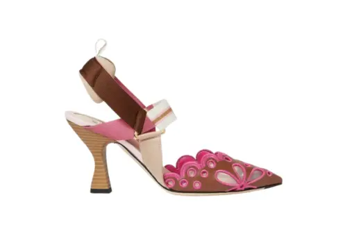 Fendi Colibrì Brown Leather High-Heeled Slingbacks