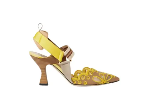 Fendi Colibrì Light Brown Leather High-Heeled Slingbacks