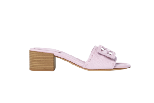 Fendi Baguette Lilac Leather Medium-Heeled Slides