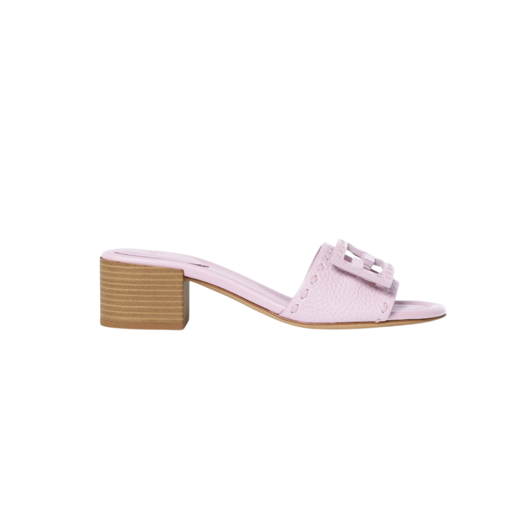 Fendi Baguette Lilac Leather Medium-Heeled Slides 2026 | Drip Kickz Fendi Baguette Lilac Leather Medium-Heeled Slides