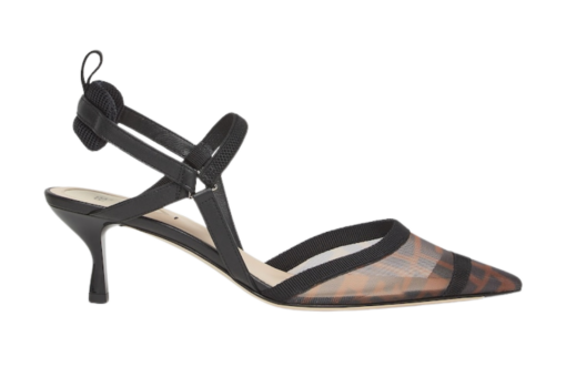 Fendi Colibrì Lite Brown Ff Mesh Medium-Heeled Slingbacks