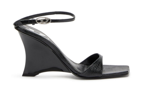 DIESEL Wedge Sandals Lizard Effect Leather