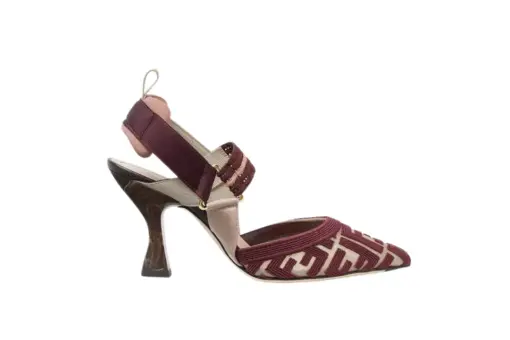 Fendi Colibrì Burgundy Ff Fabric High-Heeled Slingbacks