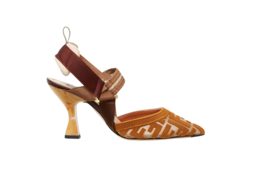 Fendi Colibrì Brown Ff Fabric High-Heeled Slingbacks