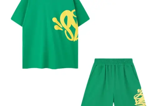 Syna World Shirt Shorts Letter Print Green