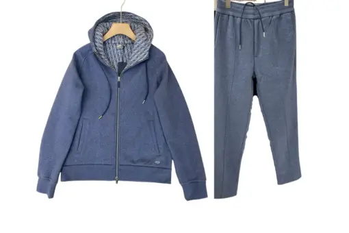 Navy Blue Cotton and Cashmere Knit Track Suits