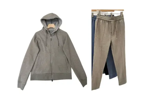 Beige Cotton and Cashmere Knit Track Suits
