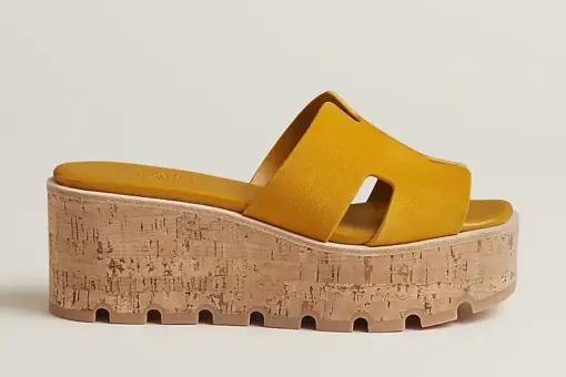 Hermes Eze 30 Sandal Heel Jaune Sésame