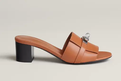 Hermes Gigi 50 Sandal Heel Naturel