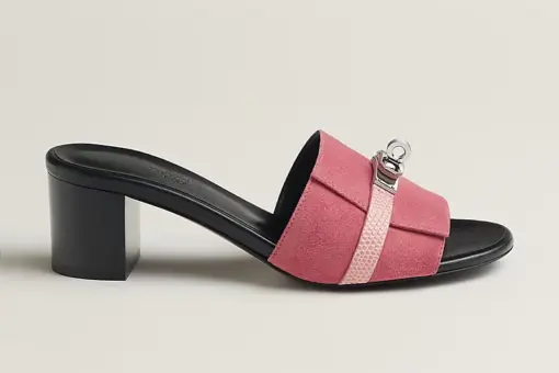 Hermes Gigi 50 Sandal Heel Rose De Venise / Rose Jeva