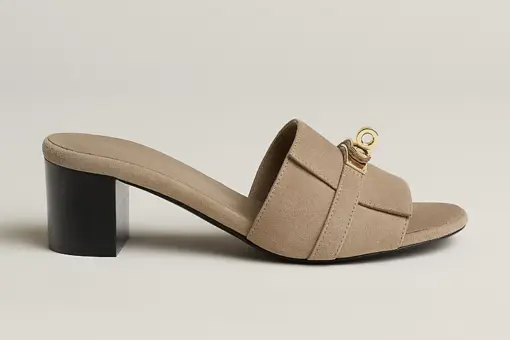 Hermes Gigi 50 Sandal Heel Beige Sable