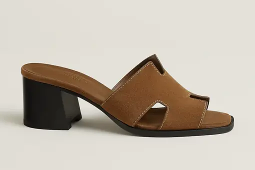 Hermes Helia 60 Sandal Heel Brun Fumé - 36
