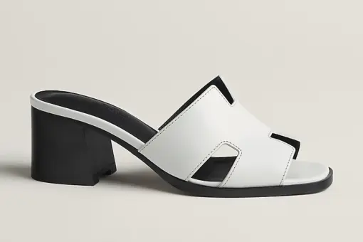 Hermes Helia 60 Sandal Heel Blanc
