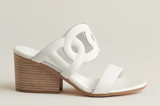 Hermes Lipari 70 Sandal Heel Blanc