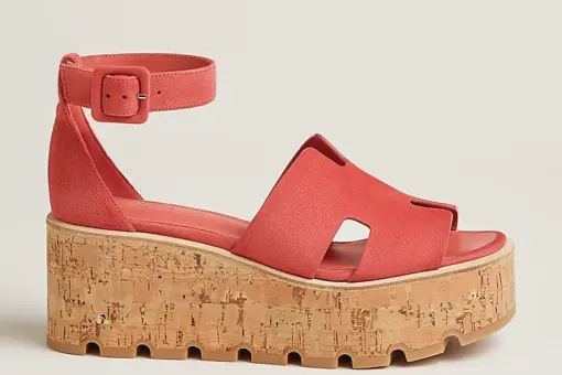 Hermes Luce 30 Sandal Heel Rouge Tomette - 40