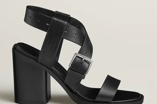Hermes Milly 90 Sandal Block Heel Black - 37