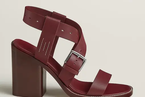 Hermes Milly 90 Sandal Block Heel Rouge H - 35