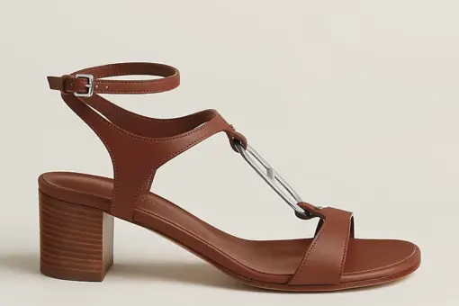 Hermes Miramar 50 Sandal Block Heel Gold