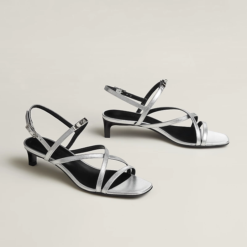 Hermes Muse 40 Sandal Heel Gris Argenté 2026 | Drip Kickz Hermes Muse 40 Sandal Heel Gris Argenté - Image 2