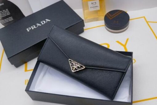 Prada Saffiano Leather Document Holder Black