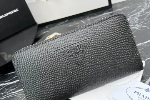 Prada Saffiano Leather Long Wallet Black
