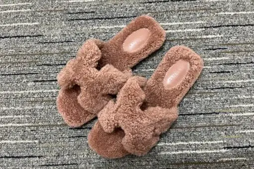 Hermes Chypre Wool Sandals Brown