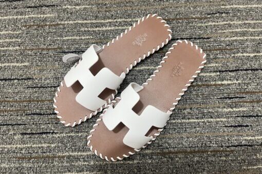 Hermes Chypre Wool Sandals White